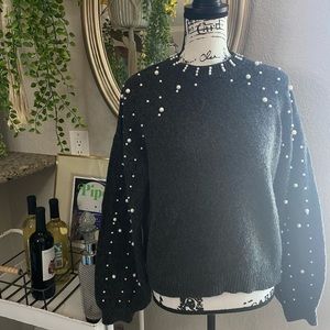 Oversized pearl embellished sweatshirt